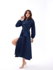 6707 KOT ELBİSE-MAVİ