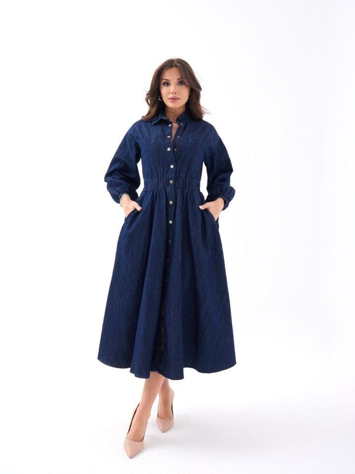 6707 KOT ELBİSE-MAVİ