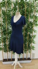 Kadın Kısa Kollu Derin Büzgülü V Yakalı Viskon Elbise