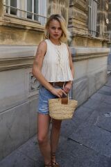 Pileli Bağlamlı Bluz - Natür