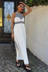 Roba Çizgili Uzun Triko Elbise 2858