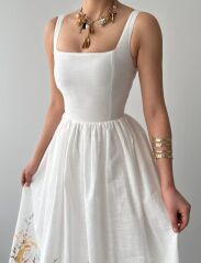 Mazi Çiçek Desenli Elbise