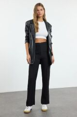 Kadın Yüksek Bel Nervurlu Ithal Krep Pantolon