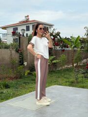 Kadın Modal Dokulu Kumaş Yanı şeritli Takım