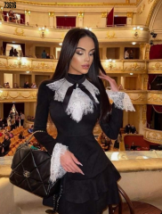 Kadın Scuba Dalgıç Kumaş Ithal Dantel Ve Bronş Detaylı Fırsat ürün Elbise