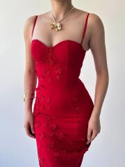 Stor Gül Detaylı Elbise