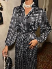 Ethereel Desenli Saten Elbise 2638-8