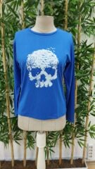 Kadın Uzun Kollu Bisiklet Yaka Ayçiçeği Desenli Viskon Bluz