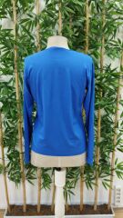 Kadın Uzun Kollu Bisiklet Yaka Ayçiçeği Desenli Viskon Bluz