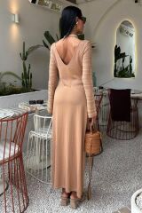 Ajur Detaylı Bisiklet Yaka Triko Elbise 2861