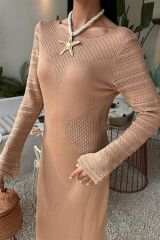 Ajur Detaylı Bisiklet Yaka Triko Elbise 2861