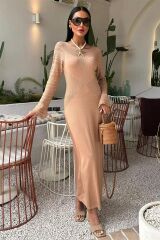 Ajur Detaylı Bisiklet Yaka Triko Elbise 2861