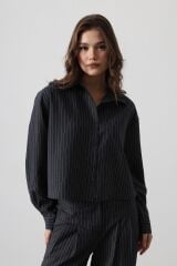 Çizgili Gömlek Pantolon Takım - Lacivert