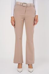 6538 Kemerli İspanyol Paça Pantolon - Bej