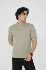 Unisex Bisiklet Yaka Slim Fit T-Shirt- Açık Yeşil