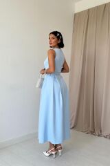 Bebe Mavi Halter Yaka Kloş Elbise