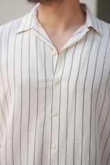 Erkek çizgili Keten Gömlek