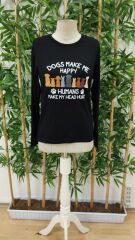 Kadın Uzun Kollu Bisiklet Yaka Köpek Resimli Viskon Bluz