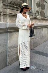 Ajur Detaylı İspanyol Kol Elbise 2840