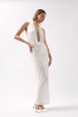 Şal Yaka Dekolte Maxi Elbise