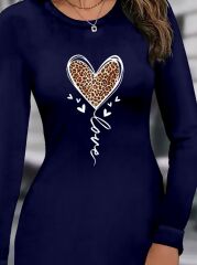 Kadın Uzun Kollu Bisiklet Yaka Kısa Viskon Iki Iplik Elbise