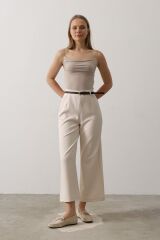 Kemer Pens Detaylı Pantolon - Bej