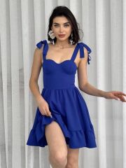 İP ASKILI BAĞLAMALI ATLAS ELBİSE