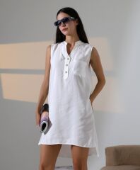 Düğme Detaylı Mini Elbise