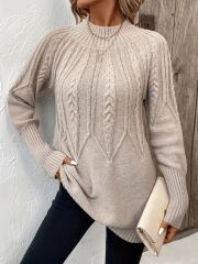 Kadın Uzun Kollu Yarı Balıkçı Yaka Triko Bluz