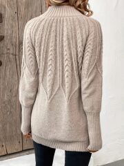 Kadın Uzun Kollu Yarı Balıkçı Yaka Triko Bluz