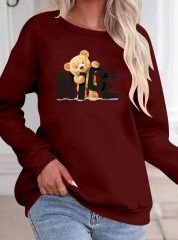 Kadın Uzun Kollu Bisiklet Yaka Viskon Iki Iplik Bluz