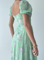 ŞİFON KUMAŞ DİJİTAL DESEN BASKILI ELBİSE