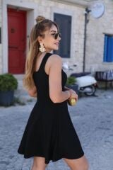 Kadın Kare Yaka Mini Elbise