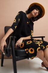 Kadın Truvakarkol Bisiklet Yaka Midi Mikro Elbise