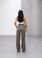Poly Viscose Yüksek Bel Kemerli̇ Ve Dökümlü Palazzo Pantolon (Kemer Dahi̇l)