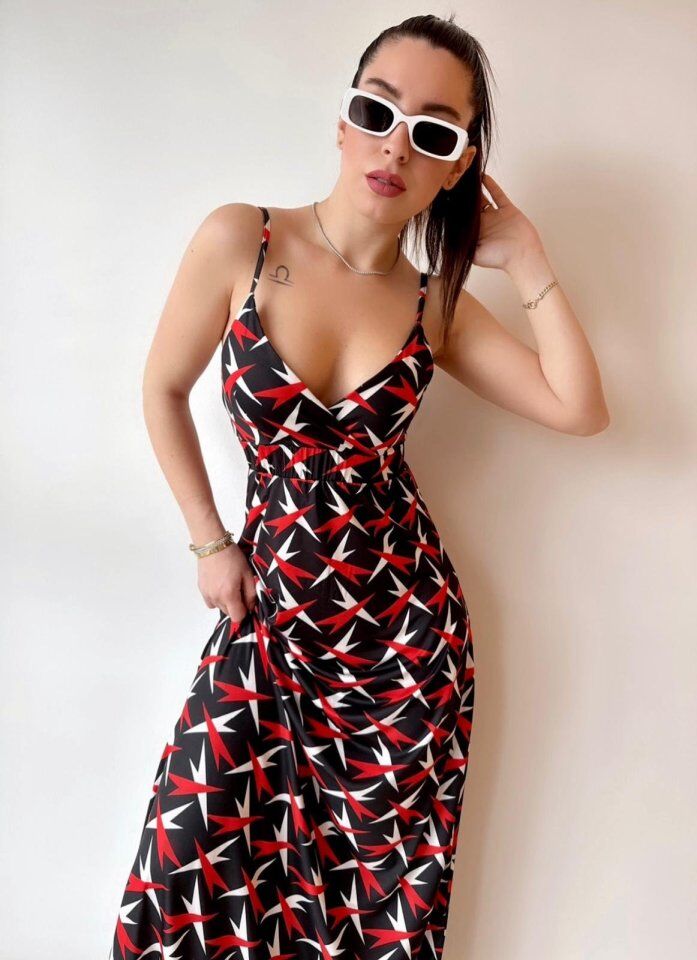 Kadın V Yaka Göğüs Ve Sırt Dekolteli Fırsat ürün Maxi Moy Elbise