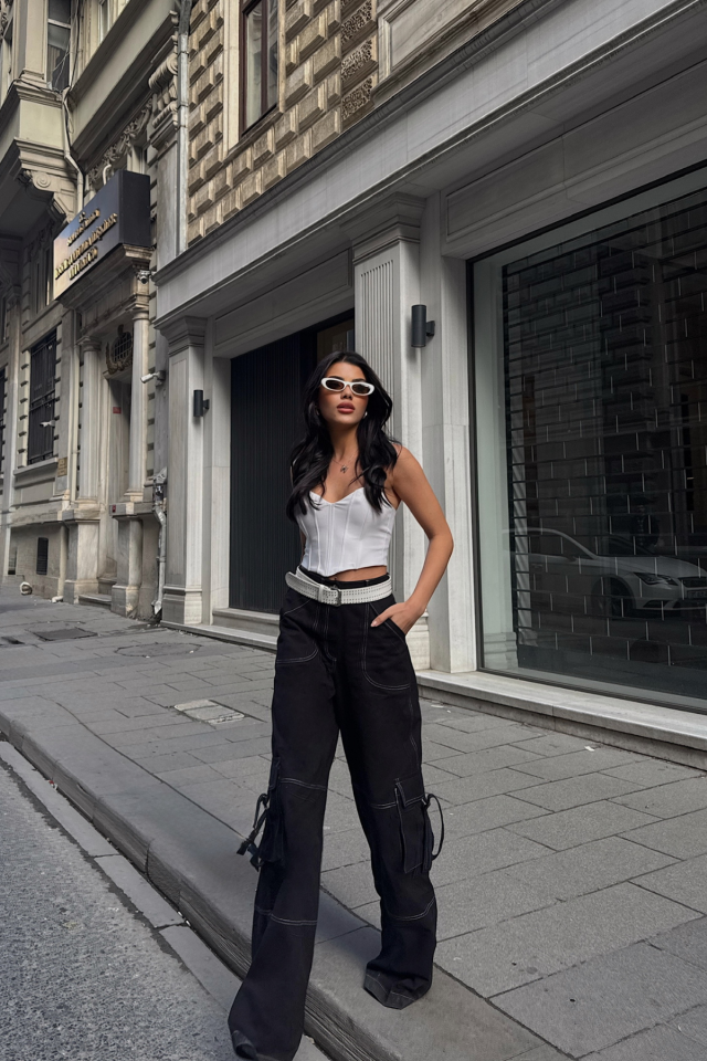 GABARDİNKARGO PANTOLON - Siyah