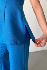 JAKAR KETEN KOLSUZ BLUZ-PANTOLON TK - Mavi