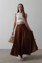 Fiyonk Kloş Etek - Kahve