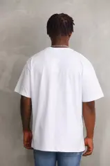 Unisex Baskılı Oversize T-Shirt - Beyaz