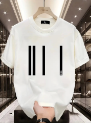 Baskılı Oversize Bisiklet Yaka T-shirt - Beyaz