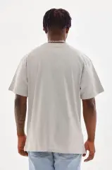 Unisex Baskılı Oversize T-Shirt - Gri