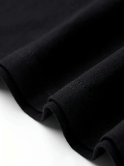 Baskılı Oversize Bisiklet Yaka T-shirt - Siyah