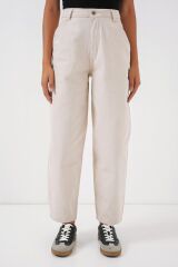 6703 Yüksek Bel Kot Pantolon - Ekru