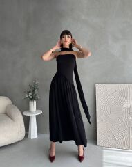 Kadınboğaz Kolsuz Maxi Boy Kalem Elbise