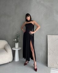 Kadınboğaz Kolsuz Maxi Boy Kalem Elbise