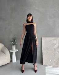 Kadınboğaz Kolsuz Maxi Boy Kalem Elbise