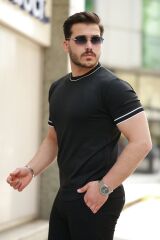 Erkek Bisiklet Yaka Ribanalı Kısa Kollu Tshirt