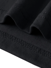 Baskılı Oversize Bisiklet Yaka T-shirt - Siyah