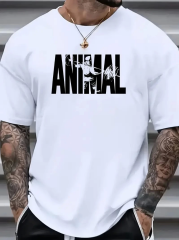 Baskılı Oversize Bisiklet Yaka T-shirt - Beyaz